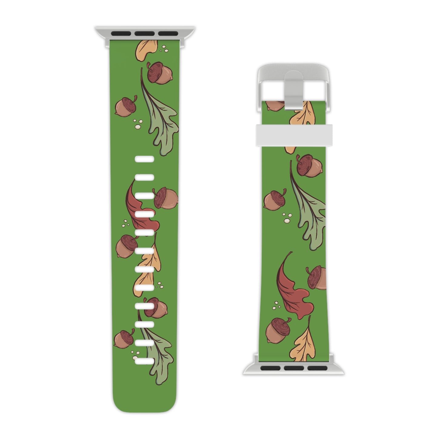 Leaf and Acorn Apple Watch Band - Fall-themed Silicone Strap