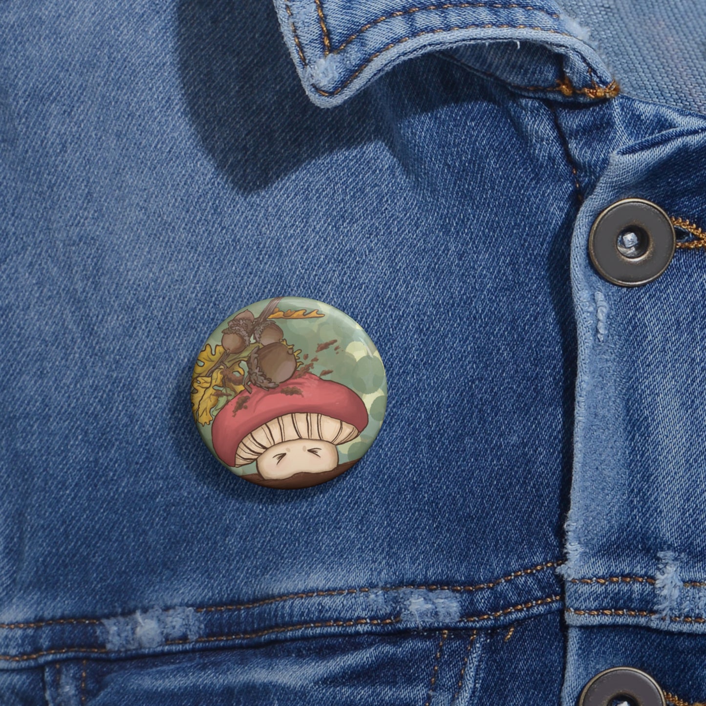 Bonk! Woolyshroom Pin Button - Acorn Design