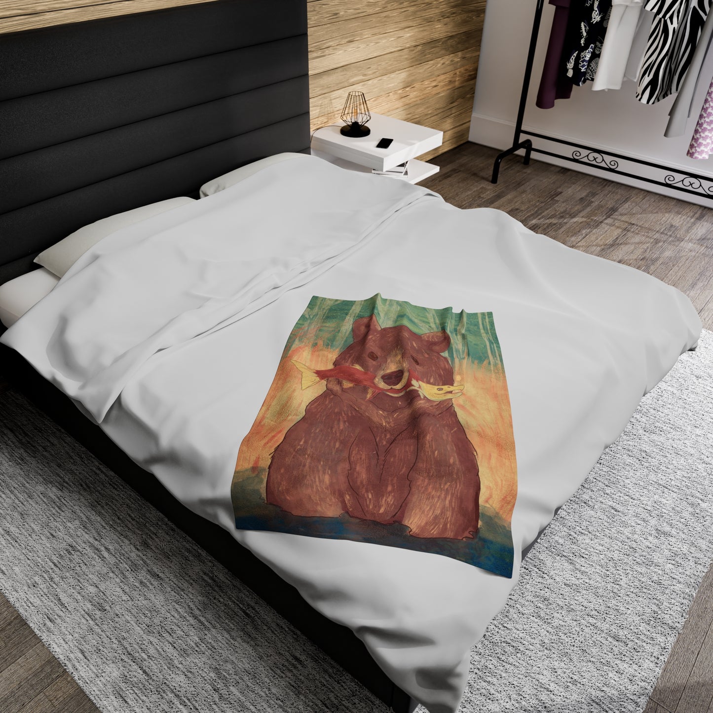 Cozy Bear Velveteen Plush Blanket – Perfect for Outdoor Lovers and Nature Enthusiasts