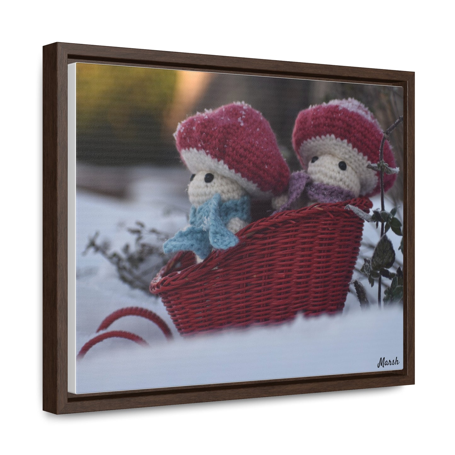 Snowy Slopes Woolyshroom Canvas Wrap - Winter Wonderland Framed Artwork