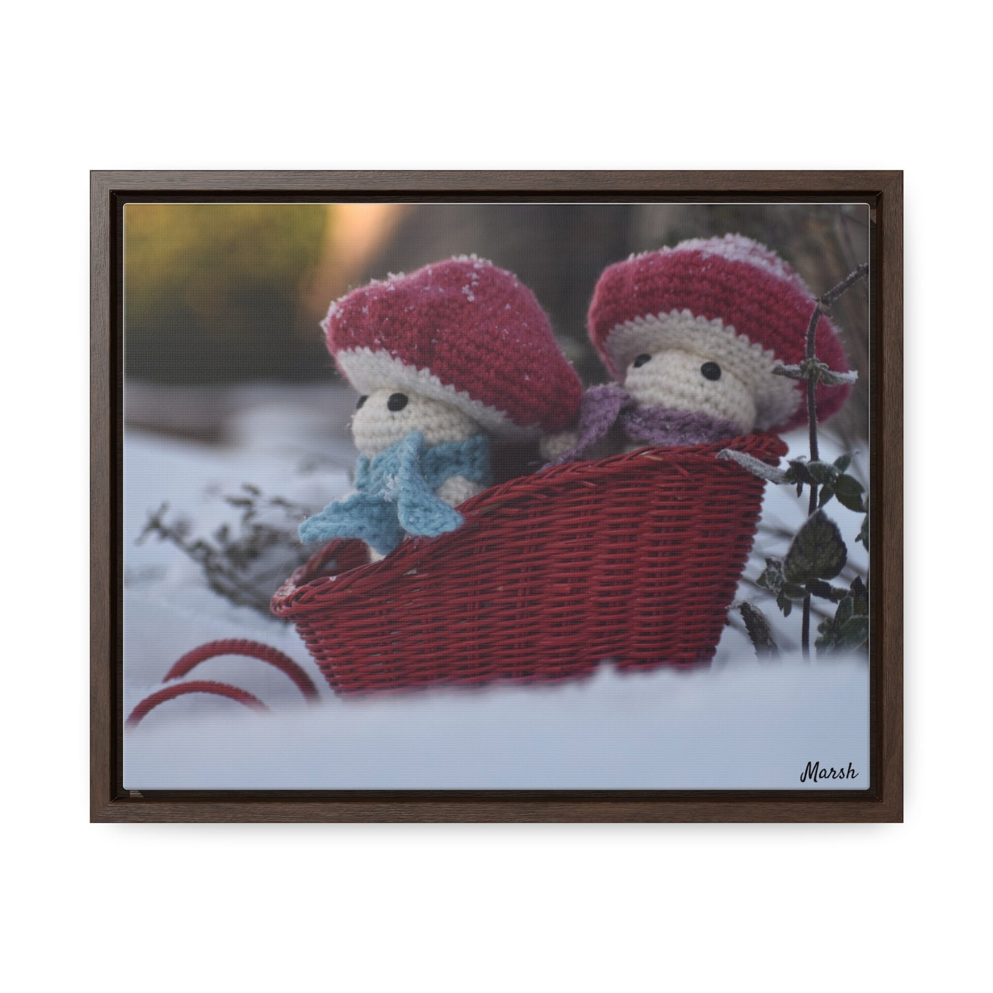 Snowy Slopes Woolyshroom Canvas Wrap - Winter Wonderland Framed Artwork