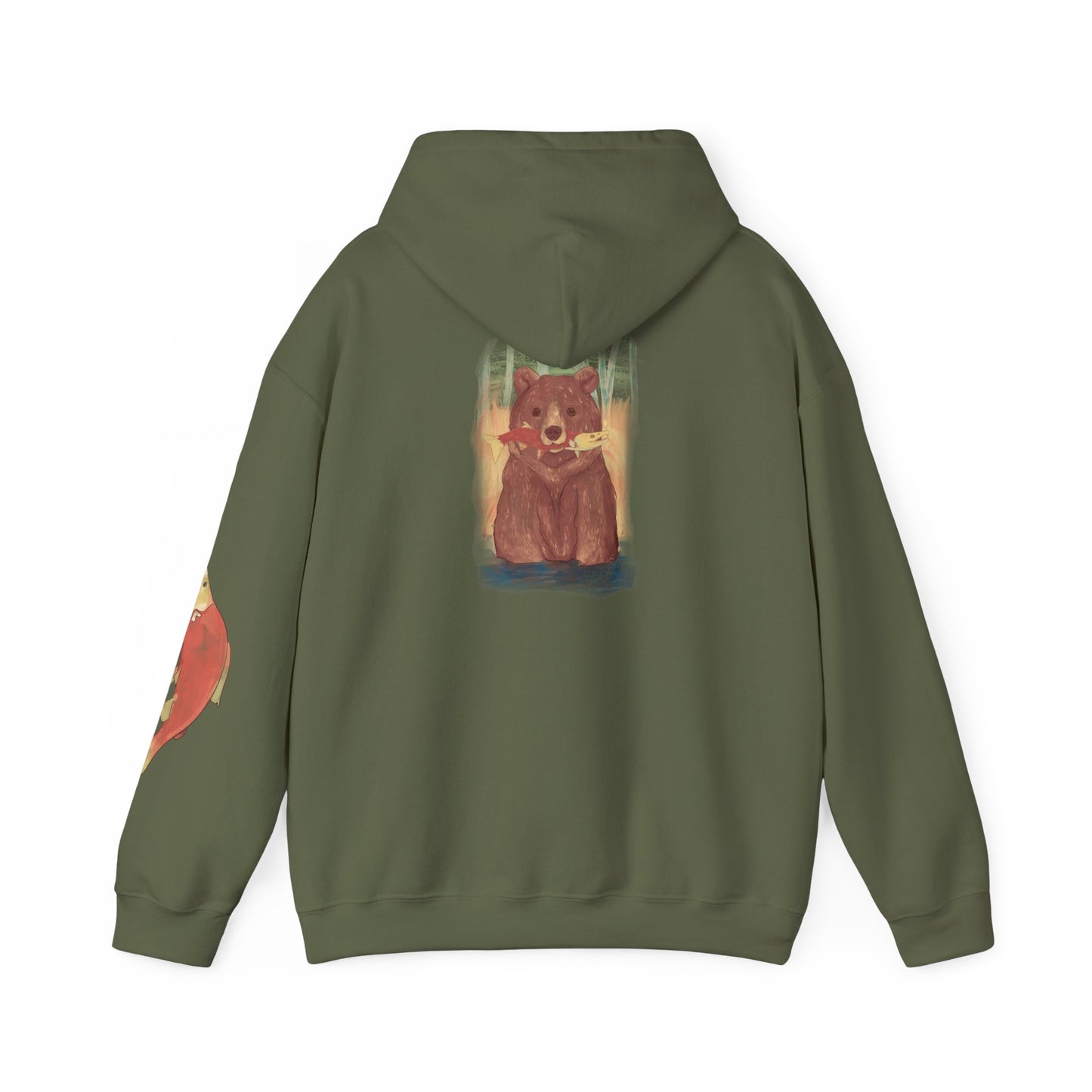 Gone Fishing Bear Hoodie - Cozy Unisex Heavy Blend Sweatshirt