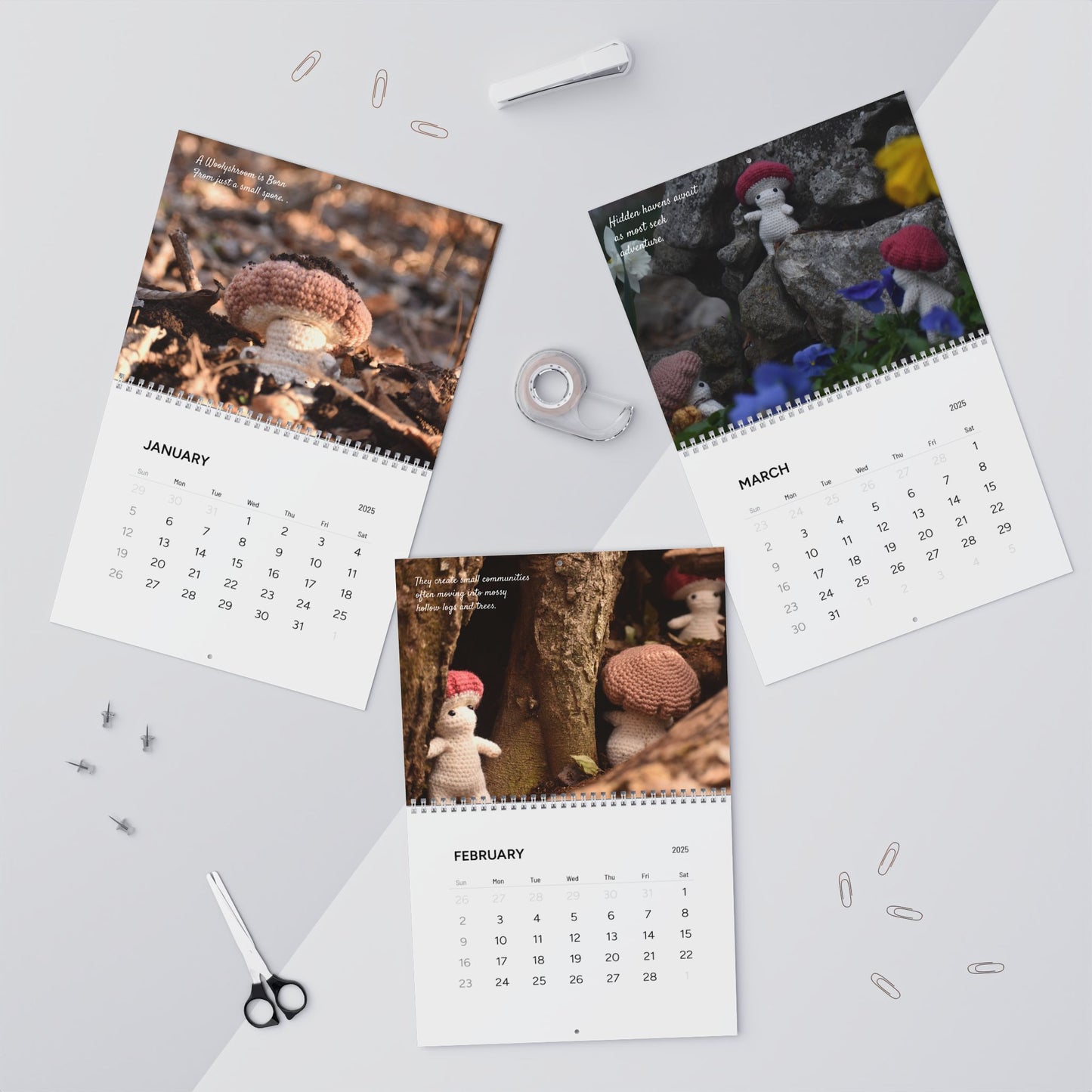 Woolyshroom Wall Calendar 2025 - Nature-Inspired Monthly Planner