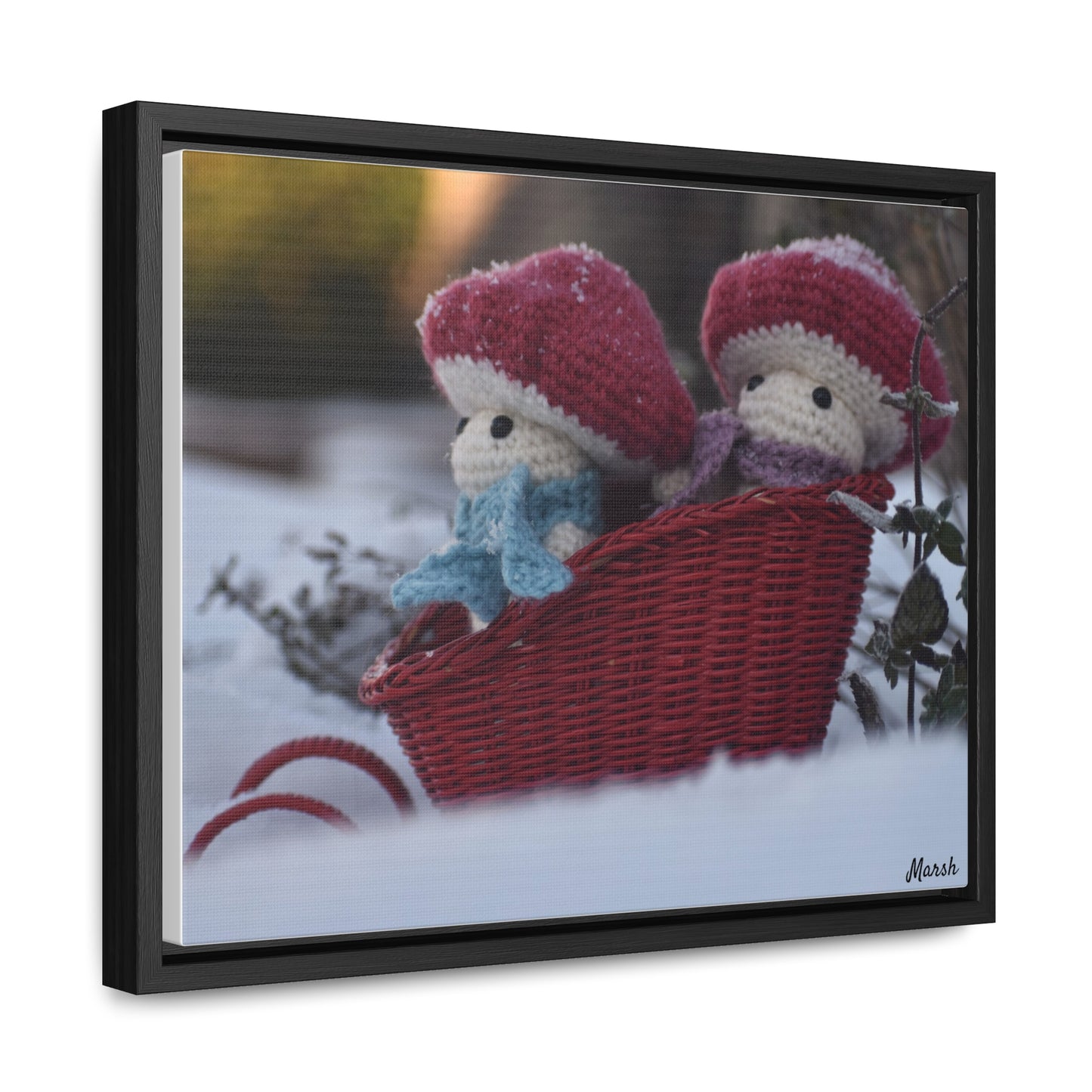 Snowy Slopes Woolyshroom Canvas Wrap - Winter Wonderland Framed Artwork