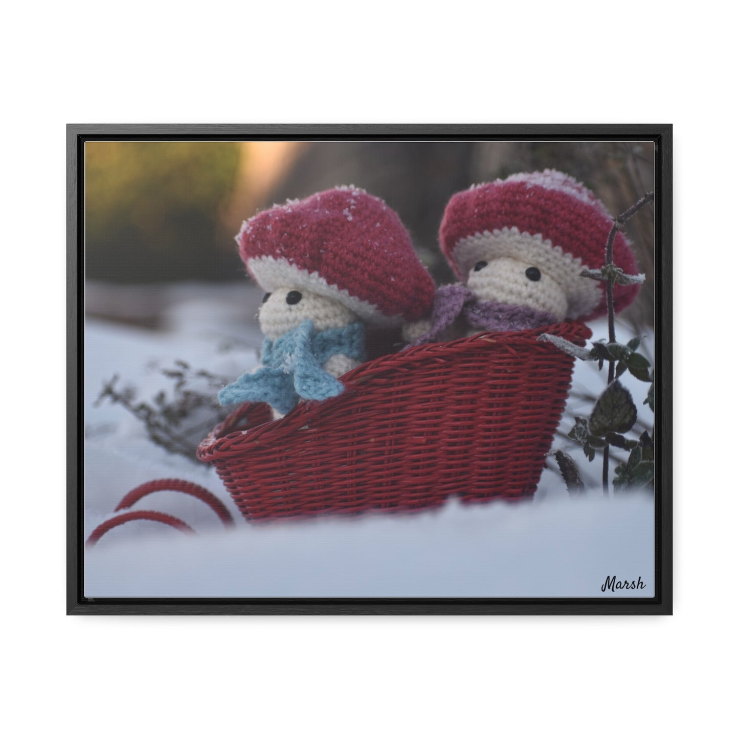 Snowy Slopes Woolyshroom Canvas Wrap - Winter Wonderland Framed Artwork