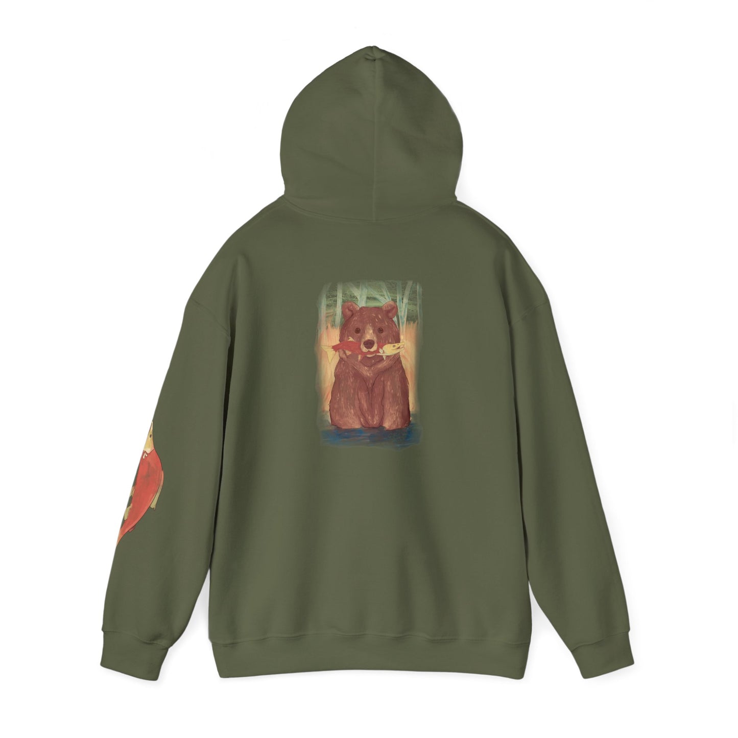 Gone Fishing Bear Hoodie - Cozy Unisex Heavy Blend Sweatshirt