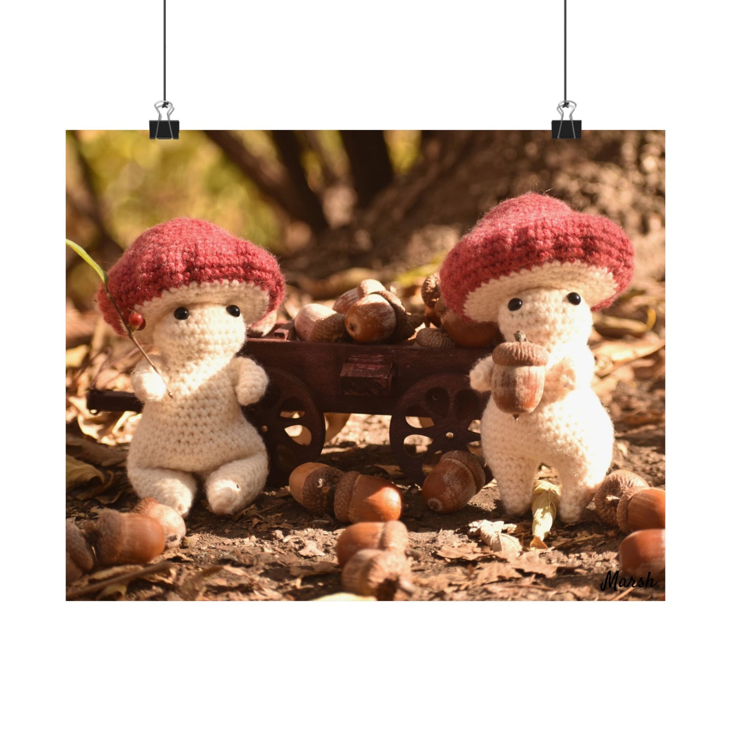 Collection Day Woolyshroom Satin Poster - Charming Nature Art for Cozy Home Decor