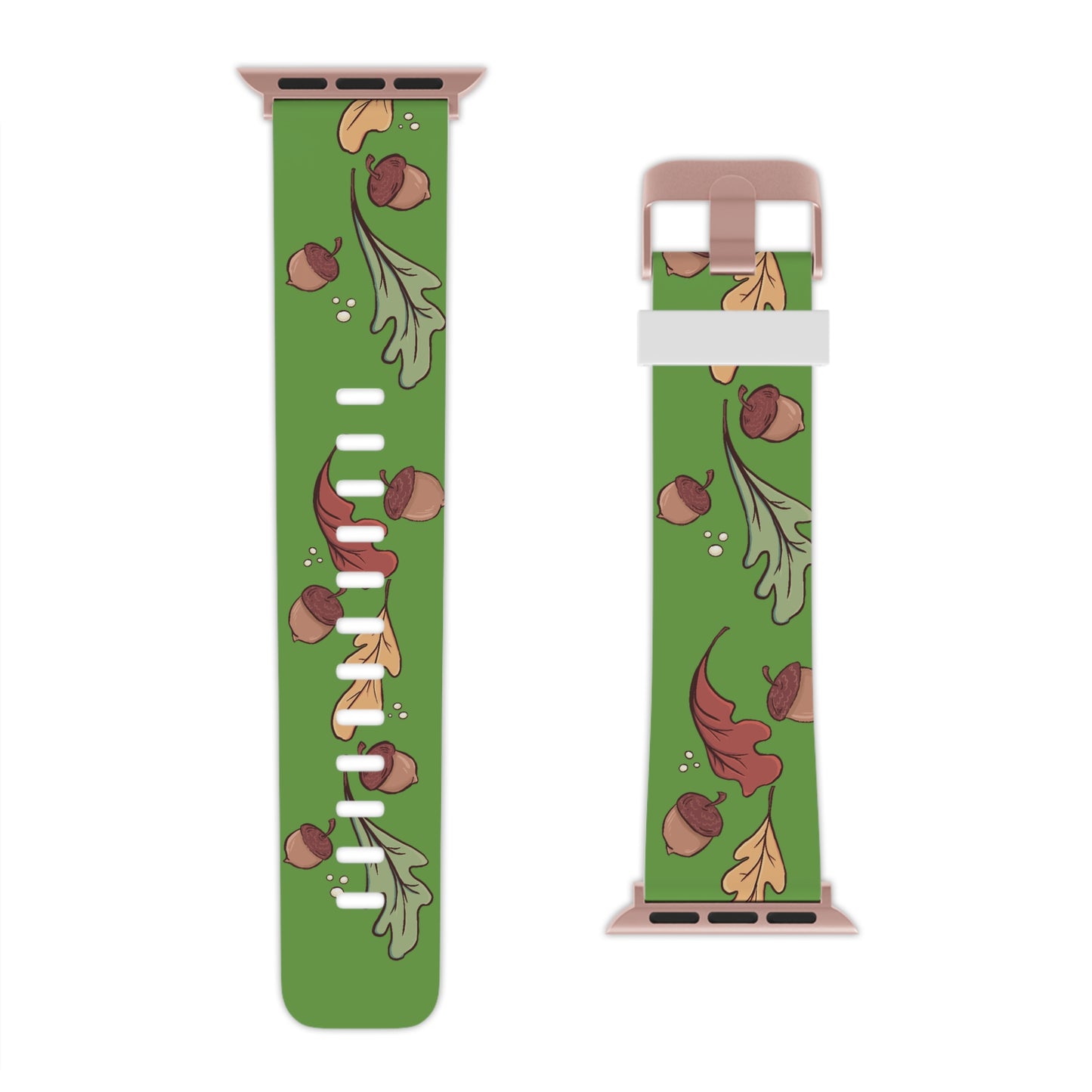 Leaf and Acorn Apple Watch Band - Fall-themed Silicone Strap