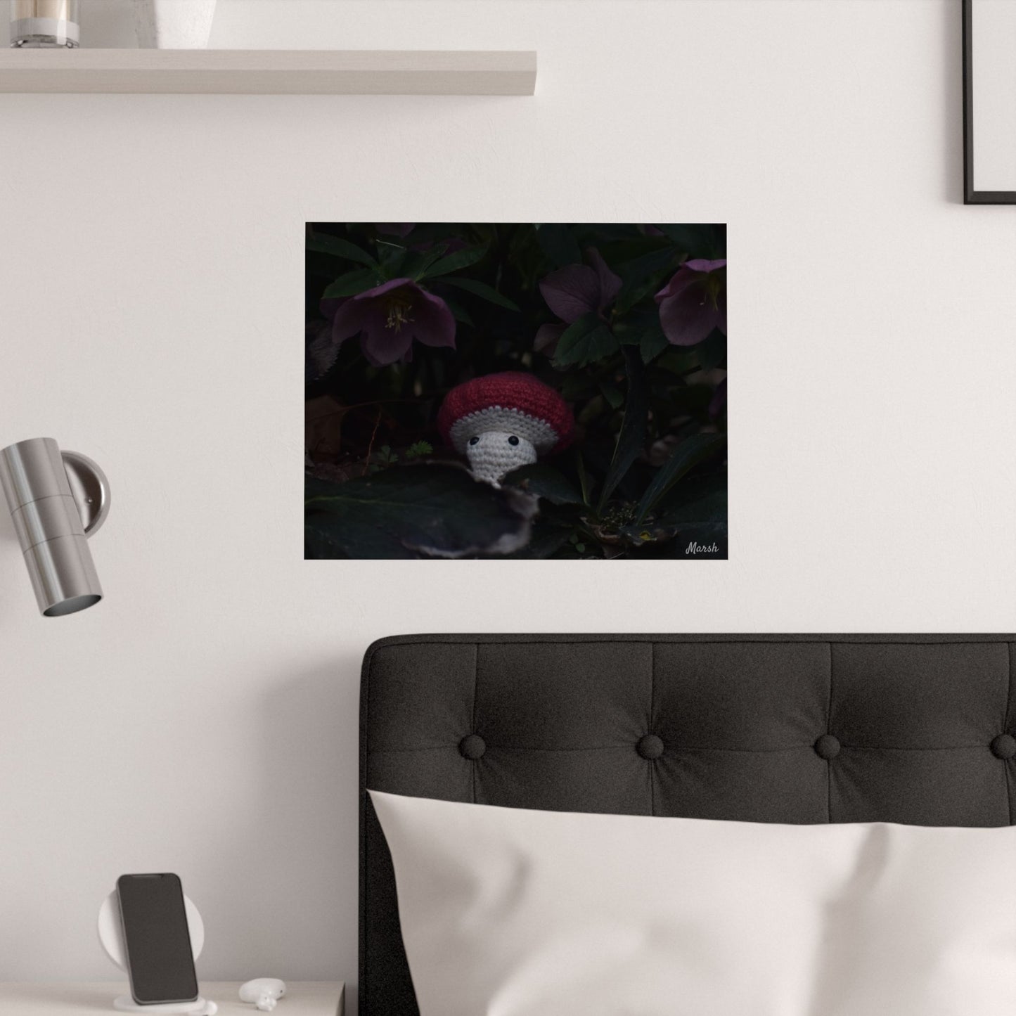 Hidden Havens Woolyshroom Satin Poster - Charming Nature Art for Cozy Home Decor