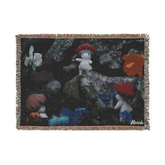 Cozy Knitted Woolyshroom Woven Blanket - Perfect Gift for Nature Lovers