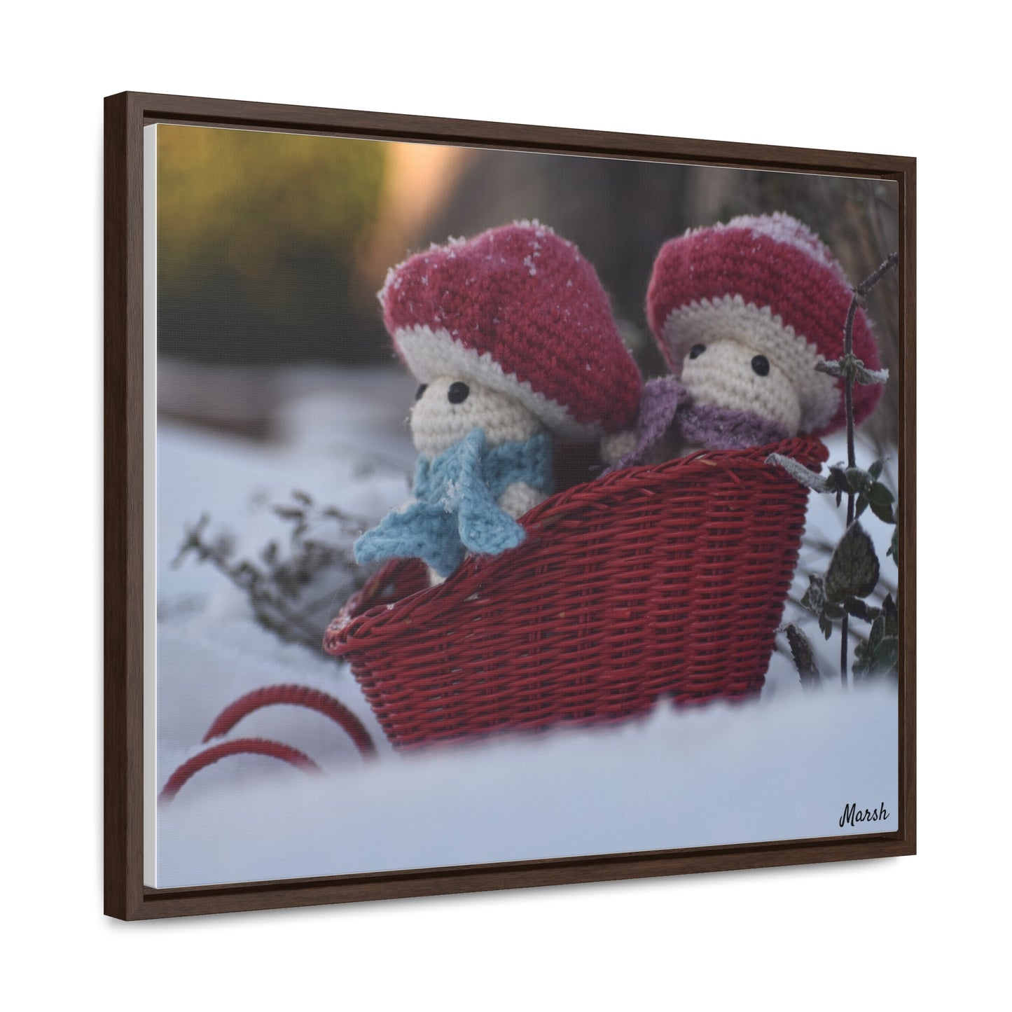 Snowy Slopes Woolyshroom Canvas Wrap - Winter Wonderland Framed Artwork