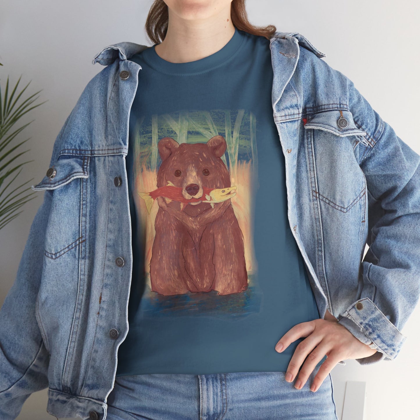 Bear Fishing Graphic Tee - Cozy Comfort for Nature Lovers