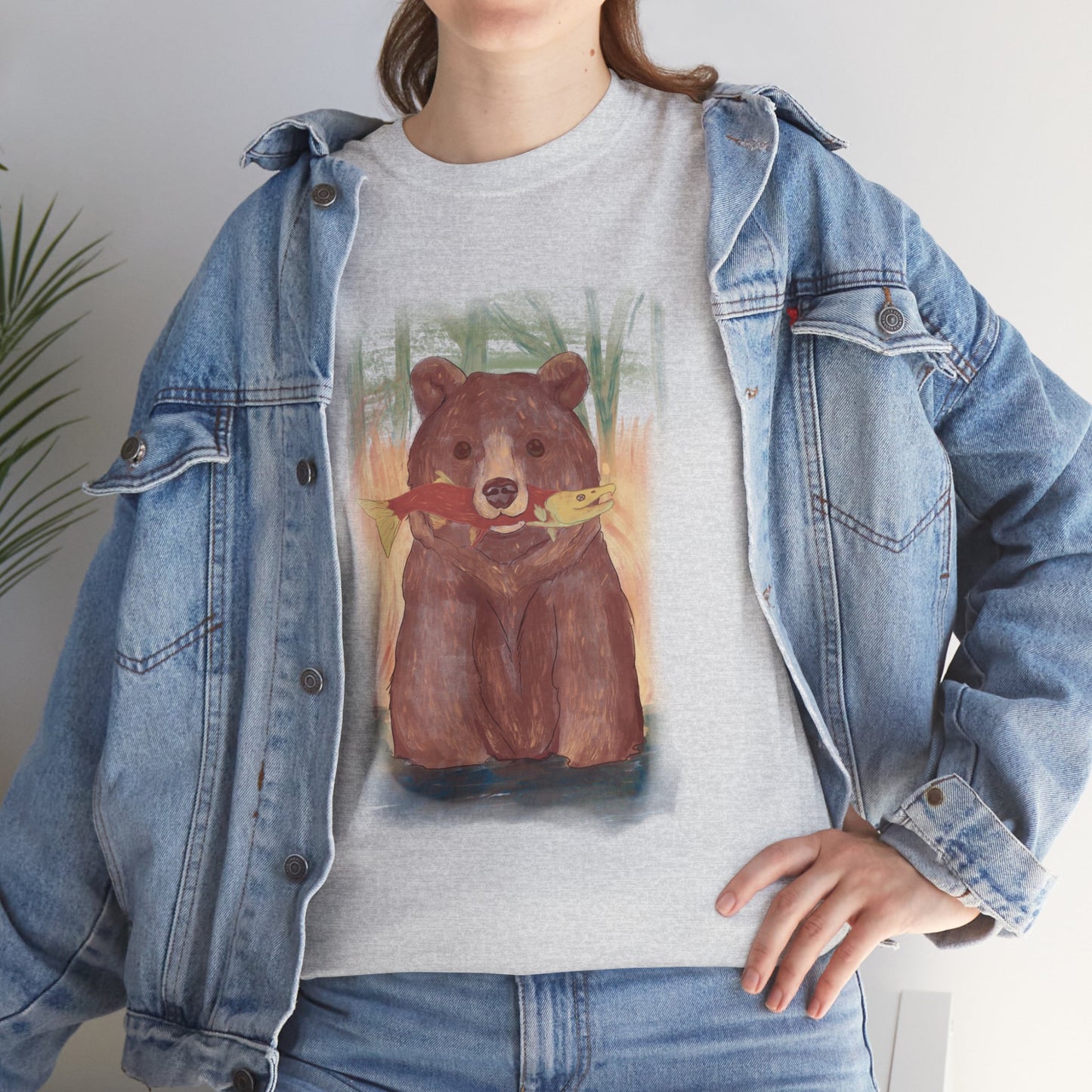 Bear Fishing Graphic Tee - Cozy Comfort for Nature Lovers