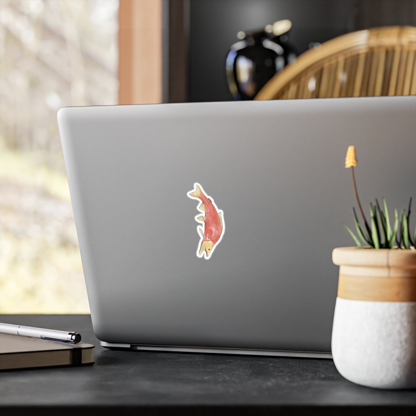 Colorful Salmon Kiss-Cut Vinyl Decal - Perfect for Nature Lovers & Fishing Enthusiasts