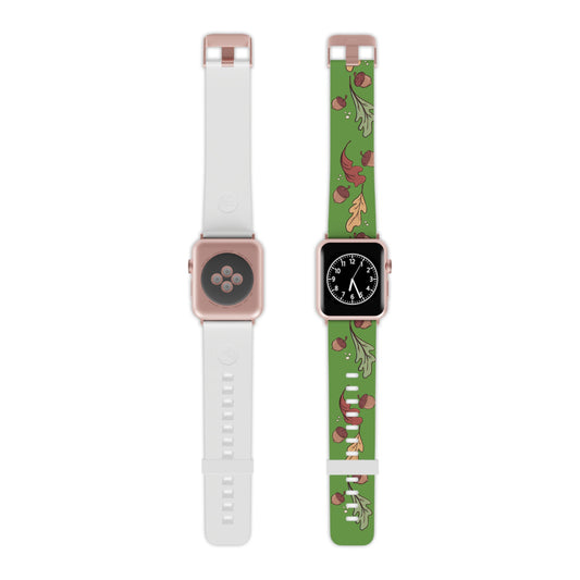 Leaf and Acorn Apple Watch Band - Fall-themed Silicone Strap