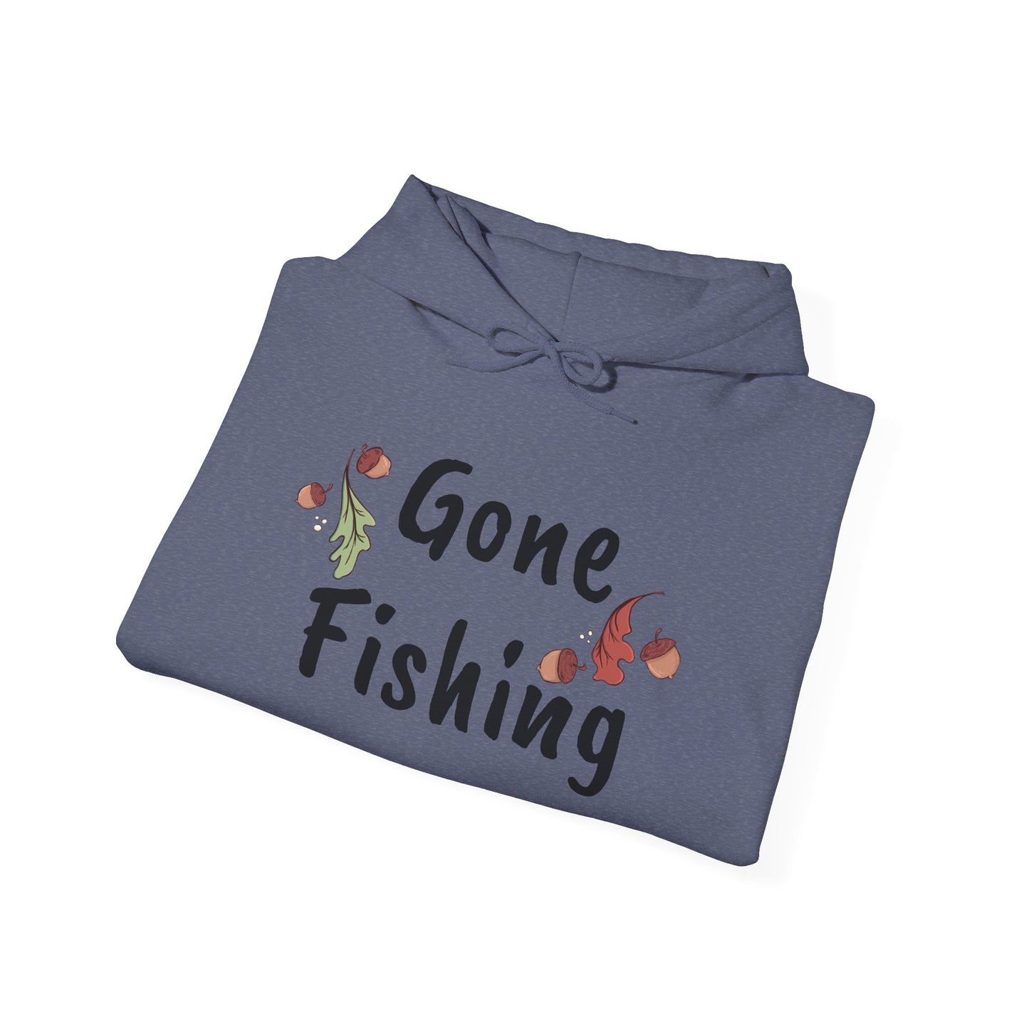 Gone Fishing Bear Hoodie - Cozy Unisex Heavy Blend Sweatshirt