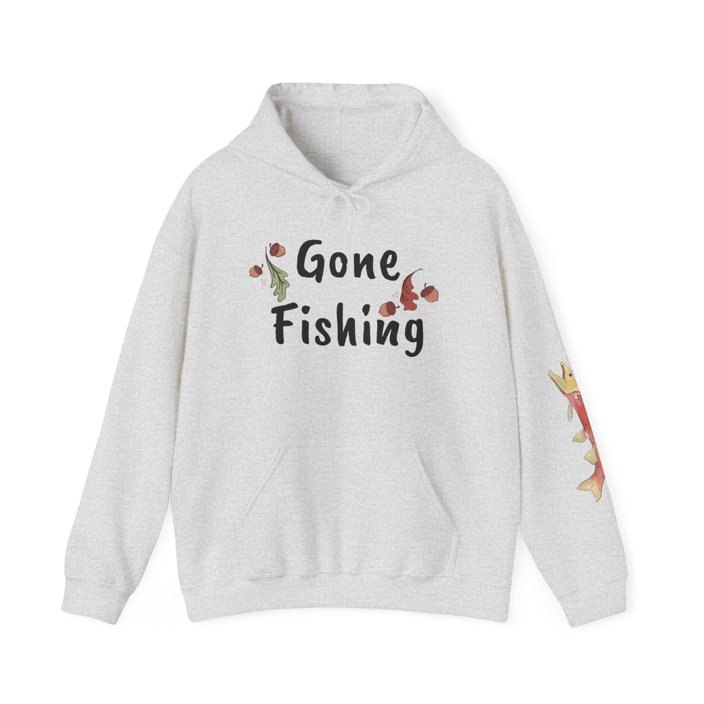 Gone Fishing Bear Hoodie - Cozy Unisex Heavy Blend Sweatshirt