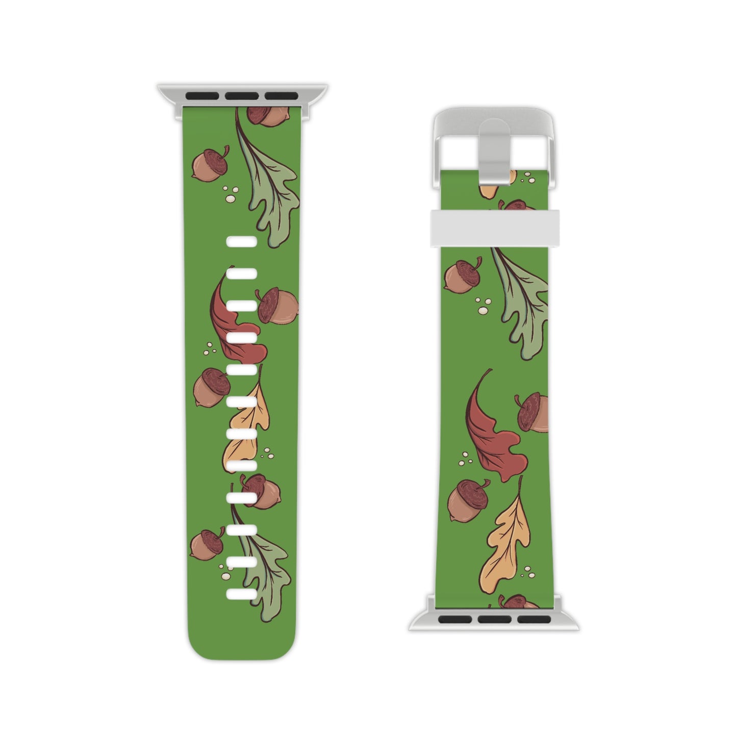 Leaf and Acorn Apple Watch Band - Fall-themed Silicone Strap