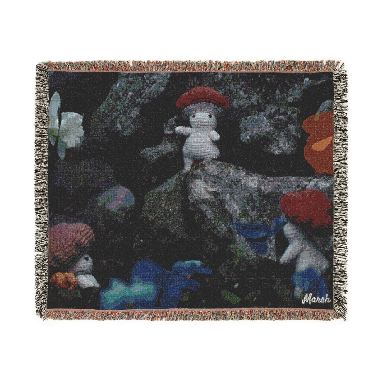 Cozy Knitted Woolyshroom Woven Blanket - Perfect Gift for Nature Lovers