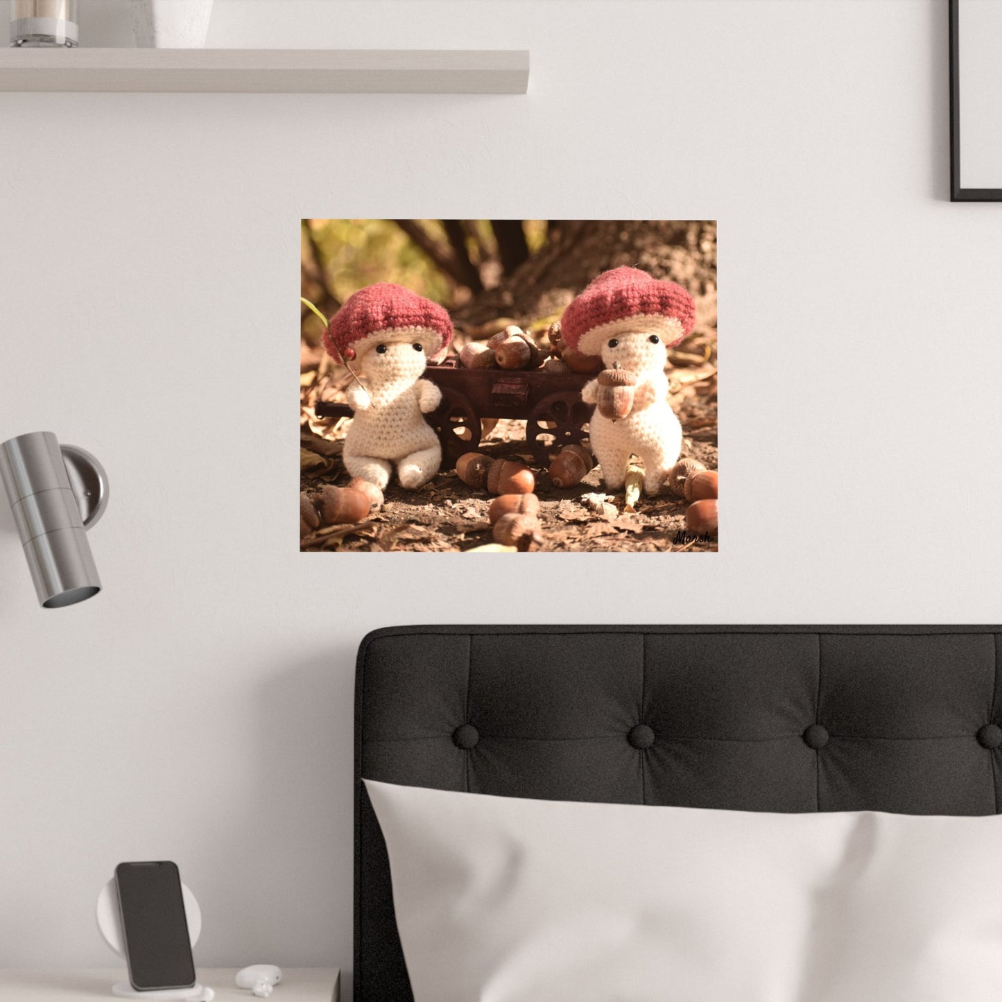 Collection Day Woolyshroom Satin Poster - Charming Nature Art for Cozy Home Decor