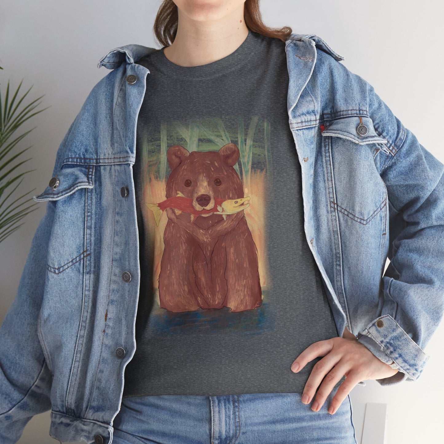 Bear Fishing Graphic Tee - Cozy Comfort for Nature Lovers