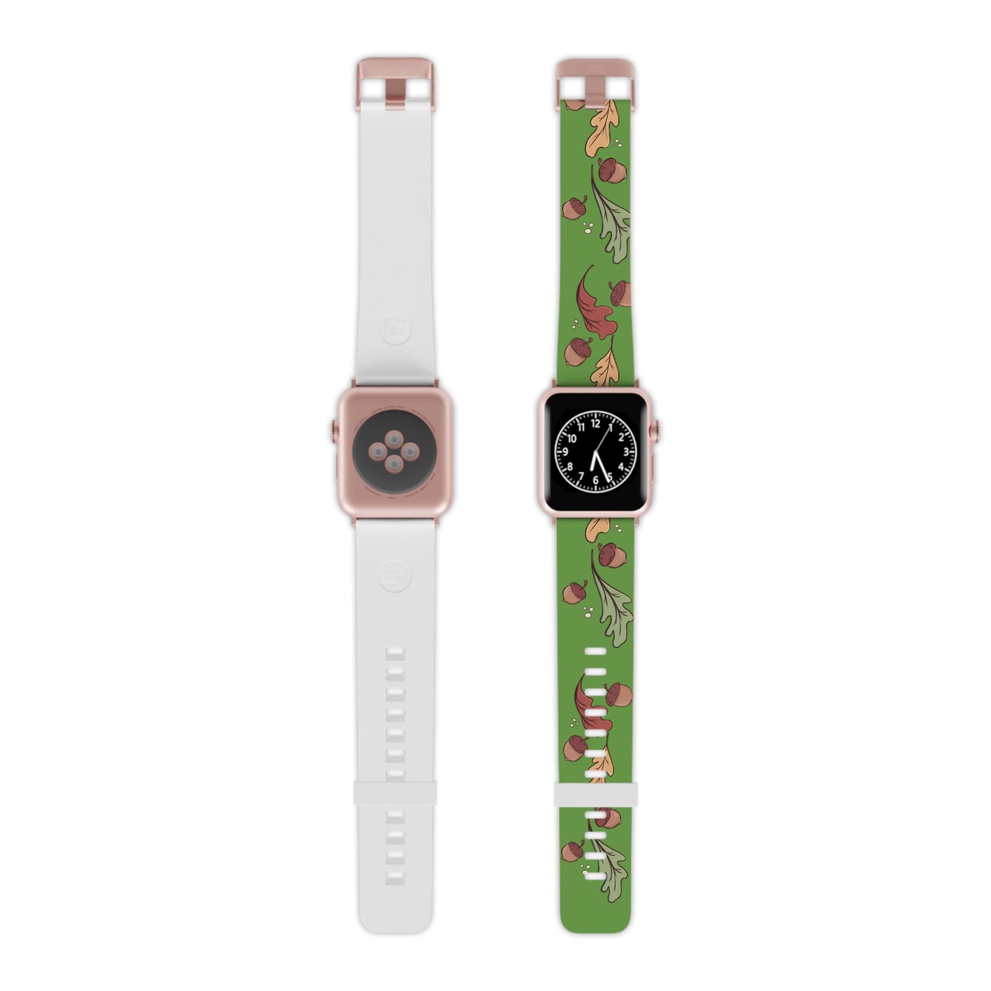 Leaf and Acorn Apple Watch Band - Fall-themed Silicone Strap