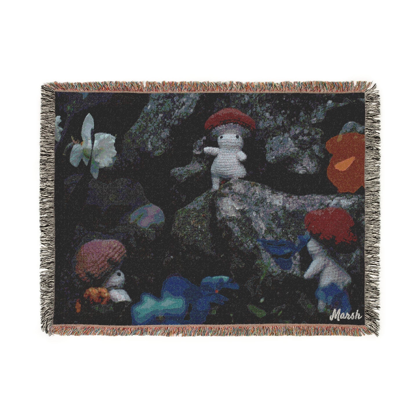 Cozy Knitted Woolyshroom Woven Blanket - Perfect Gift for Nature Lovers